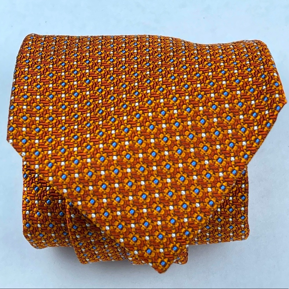 BROOKS BROTHERS NWT Orange Blue & White Men's 100% Silk Neck Tie America Made US